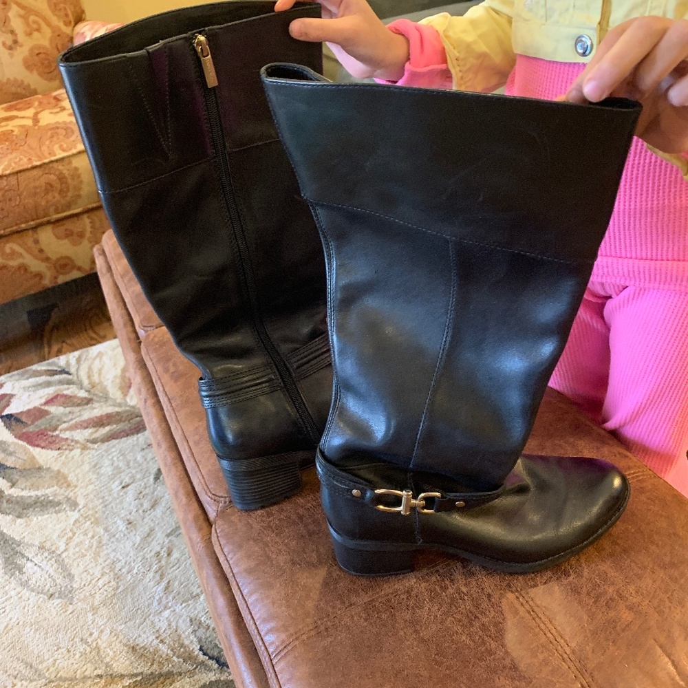 Talk knee high leather boots